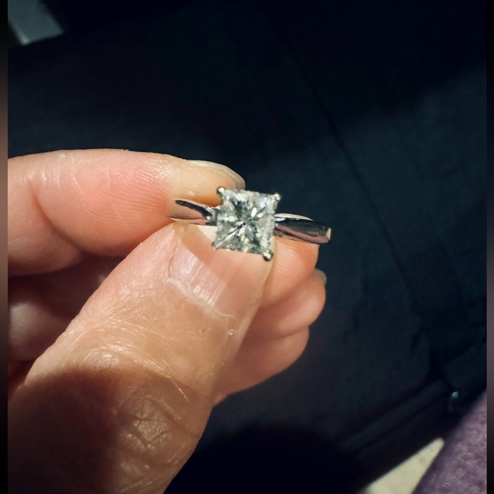 Natural diamond engagement ring and wedding band set.